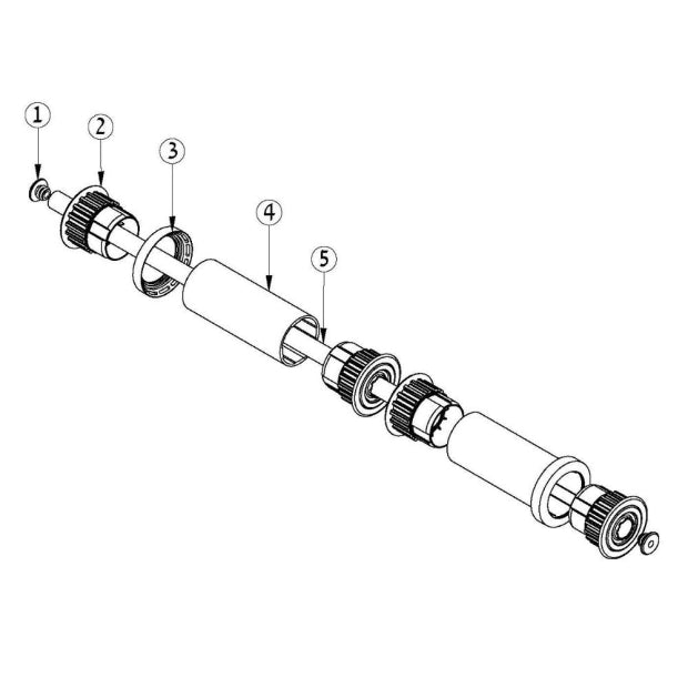 Rullo con pulegge per spazzole corte, esploso tecnico per robot piscina Maytronics Dolphin M 400-M 500.