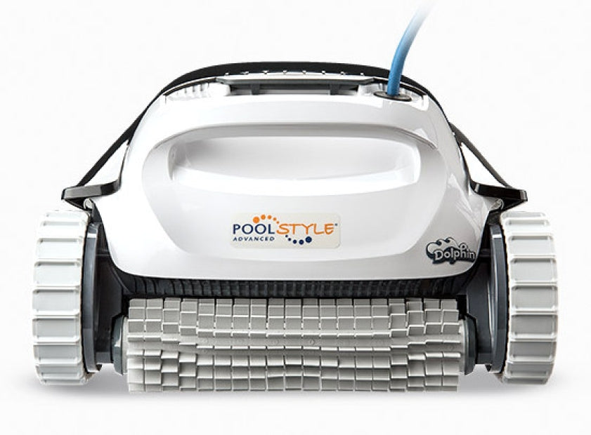 Robot piscina Dolphin PoolStyle AG Advance, vista frontale con cavo, per pulizia fondo e pareti.