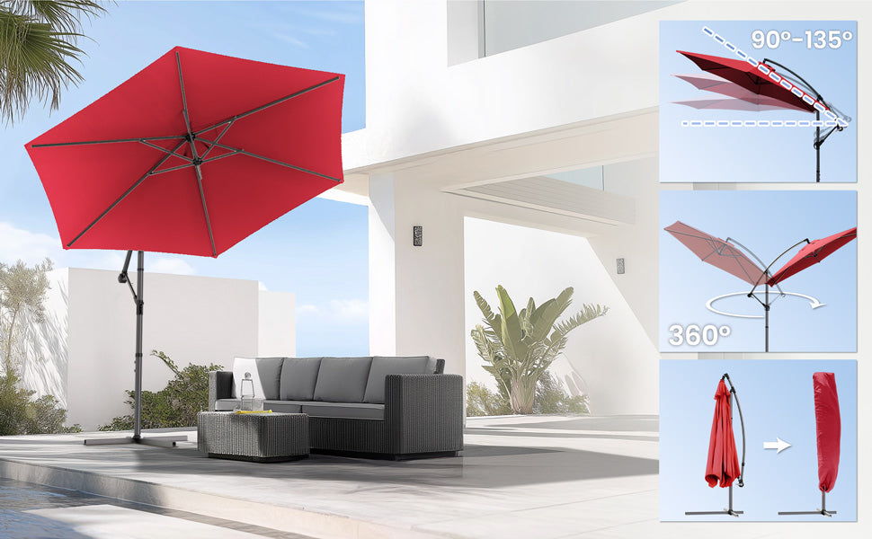 VOUNOT 3m Cantilever Garden Parasol