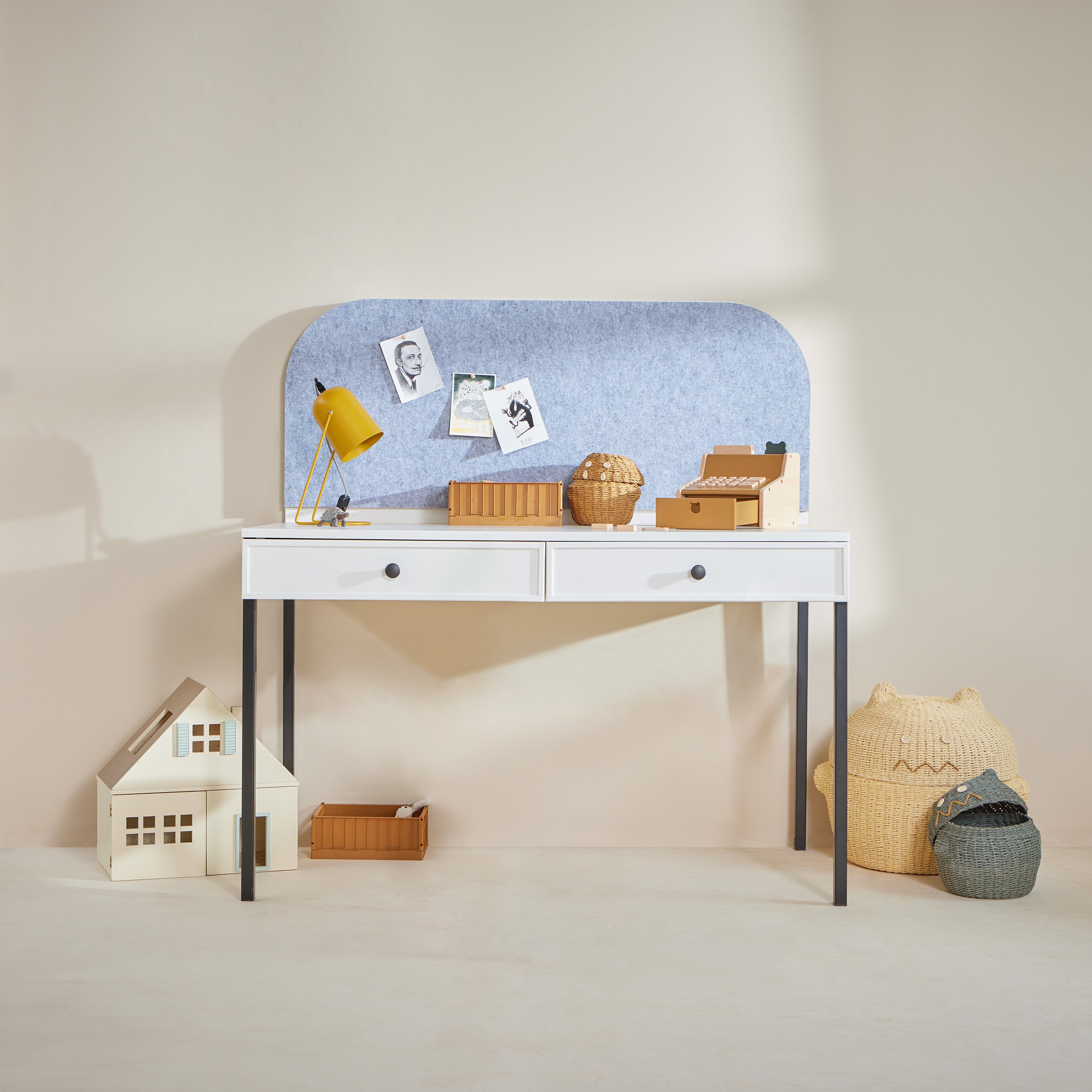 Bureau enfant blanc et bois naturel
