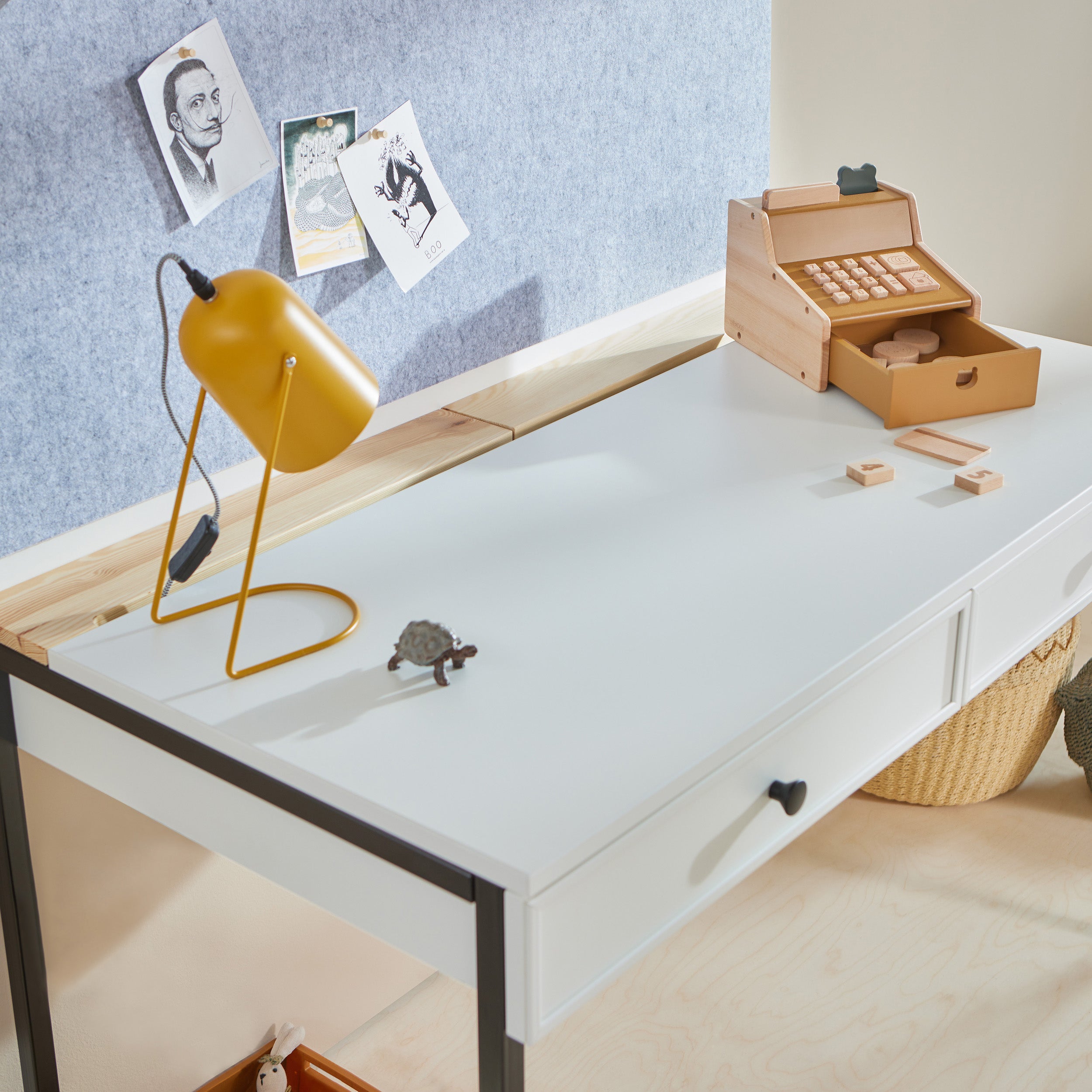 Bureau enfant blanc et bois naturel