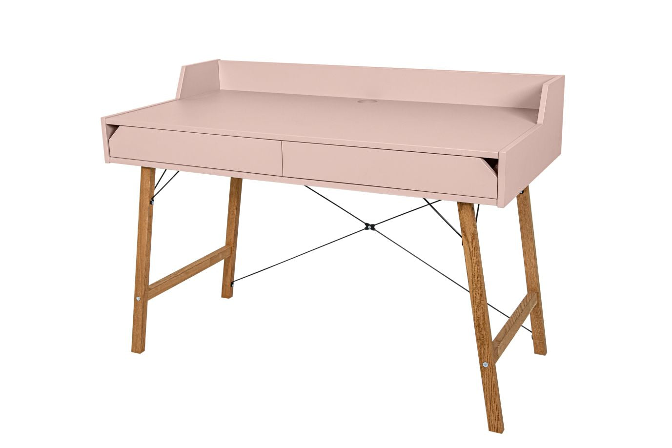 Bureau enfant blanc, bois clair et noir