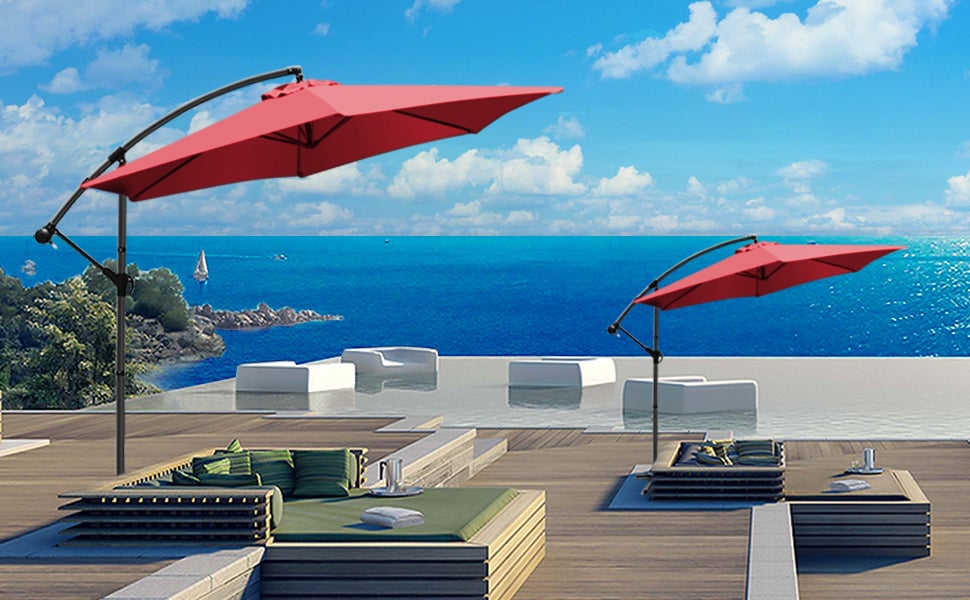 VOUNOT 3m Cantilever Garden Parasol, Banana Patio Umbrella With Crank Handle And Tilt, Red -Outdoor Furniture Store AAHKMJXYDAFdJAOAIMEbOAch25Oe7T 3Pt0Wo 99X94RuPhxQnAu4fXOD8YNHjEdpViMNwJ GbHGSyn6R J1u6lNN4n4