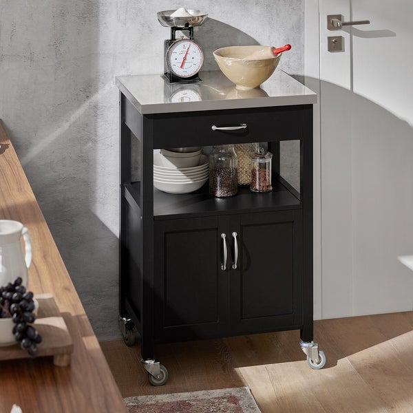 SoBuy Carrello Cucina Credenza Cucina Mobile Cucina Nero Con Route FKW22-SCH