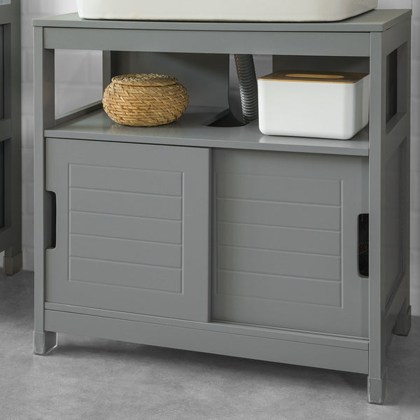 SoBuy Mobile sottolavabo per Bagno con Due antine scorrevoli e ripiano L60*P30*A61 cm Grigio FRG128-SG