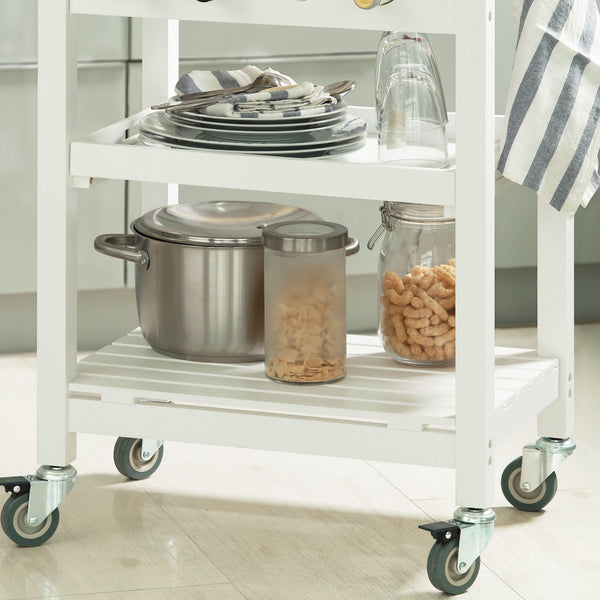 SoBuy Carrello Cucina Scaffale Cucina Mobile Cucina Bianco Con Route Fkw16-Wn