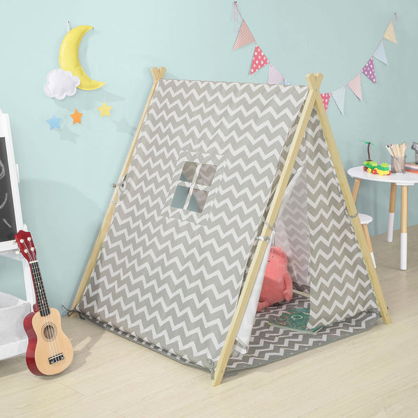 SoBuy Tenda gioco bambini tenda indiani con 2 porte e una finestra Tende giocattolo grigio OSS02-HG