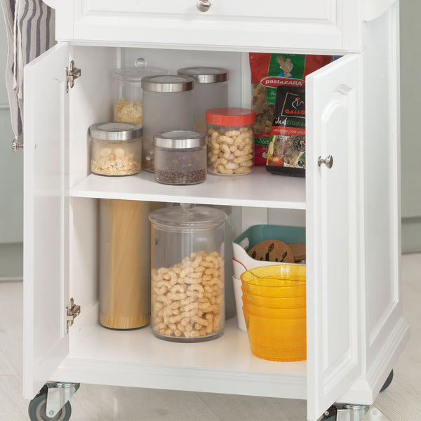 SoBuy Carrello Cucina Credenza Cucina Mobile Cucina Bianco Con Route Fkw36-Wn