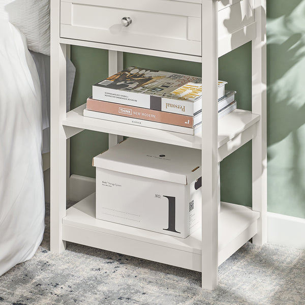SoBuy Comodino Comodino Piccolo Tavolino Da Divano Bianco Con Cassetto Fbt46-W