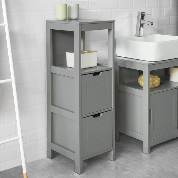 SoBuy Mobile Bagno Colonna mobiletto Bagno salvaspazio Grigio L30*P30*A90 cm FRG127-SG
