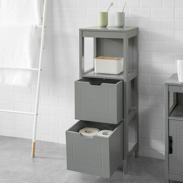 SoBuy Mobile Bagno Colonna mobiletto Bagno salvaspazio Grigio L30*P30*A90 cm FRG127-SG