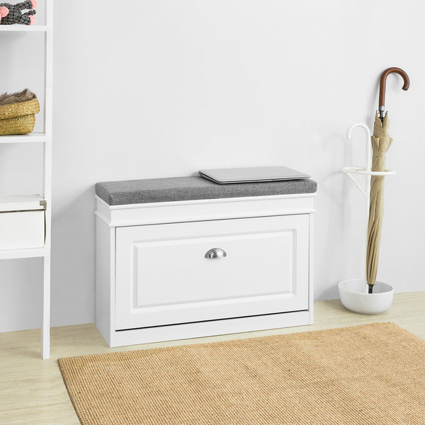 SoBuy Scarpiera Panca Scarpiera Portascarpe Bianco Con Seduta FSR82-L-W