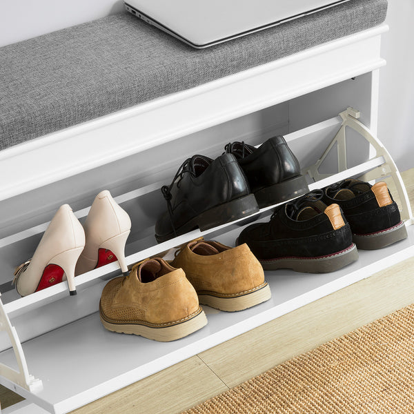 SoBuy Scarpiera Panca Scarpiera Portascarpe Bianco Con Seduta FSR82-L-W