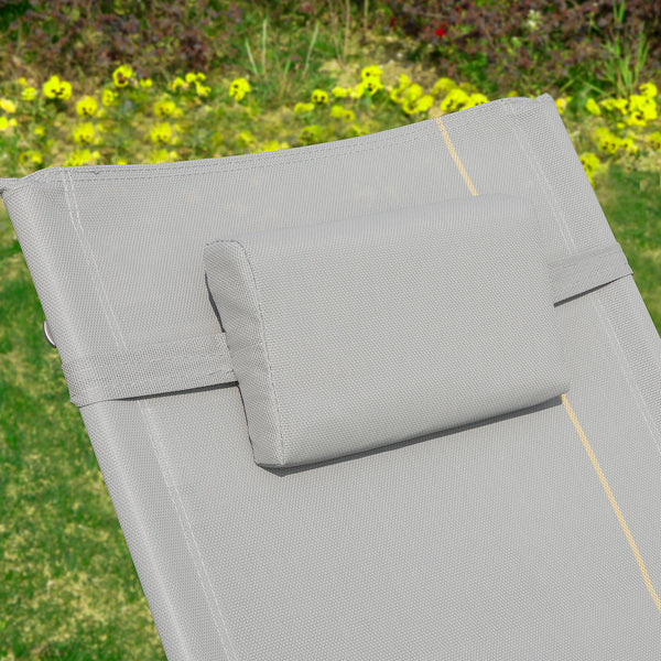SoBuy 2 X Sdraio da giardino Poltrone a dondolo con poggiatesta e taschina Grigio OGS28-HGX2