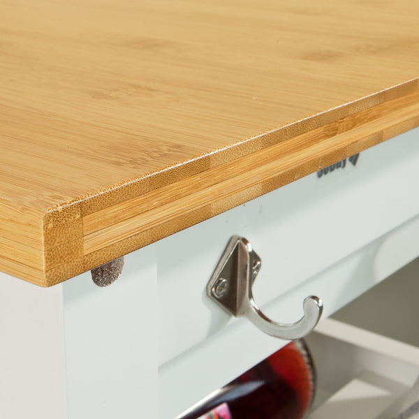 SoBuy Carrello Cucina Scaffale Cucina Mobile Cucina Bianco Con Route Fkw16-Wn