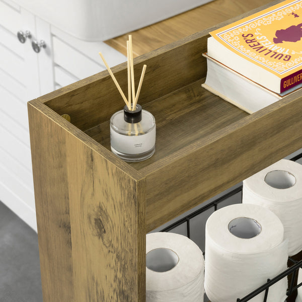 SoBuy Carrellino Salvaspazio Carrello Cucina Organizzatore Bagno Mobiletto Bagno Salvaspazio Legno BZR46-N