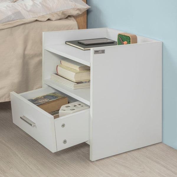 SoBuy Comodino Comodino Piccolo Tavolino Da Divano Bianco Con Cassetto Fbt66-W