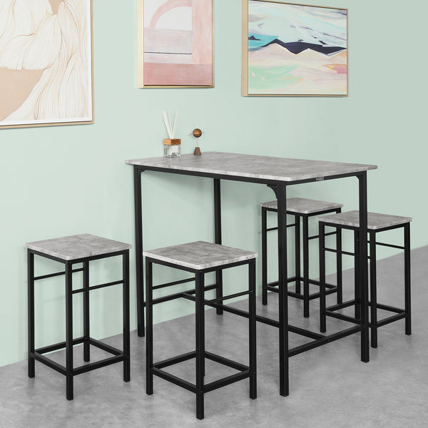 SoBuy Tavolo E Sedie Tavolo Alto Tavolo Cucina Legno Con 4 Sgabelli grigio Ogt11-HG