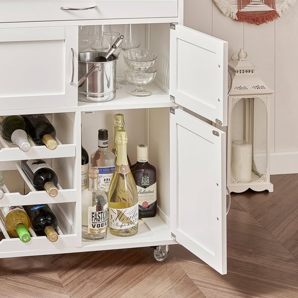 SoBuy Carrello Cucina Credenza Cucina Mobile Cucina Bianco Con Route Fkw45-Wn