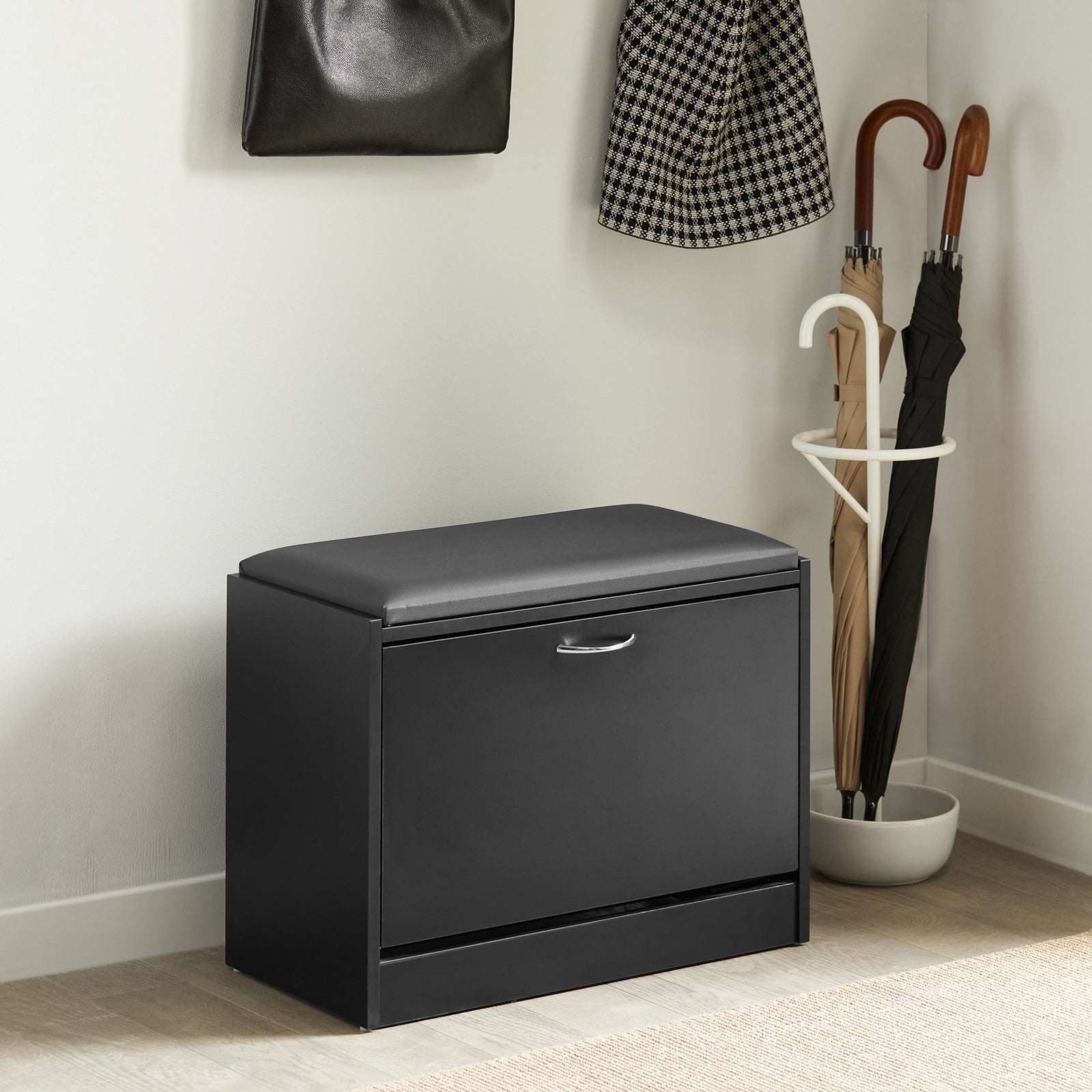 SoBuy Scarpiera Panca Scarpiera Portascarpe Con Seduta Nero FSR16-SCH