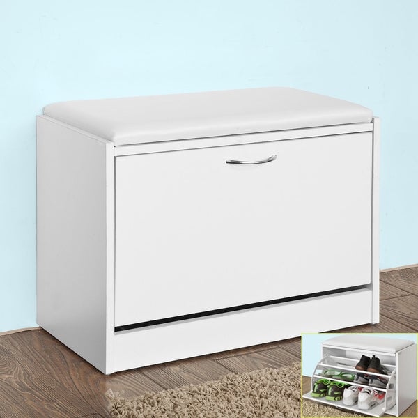 SoBuy Scarpiera Panca Scarpiera Portascarpe Bianco Con Seduta Fsr16-W