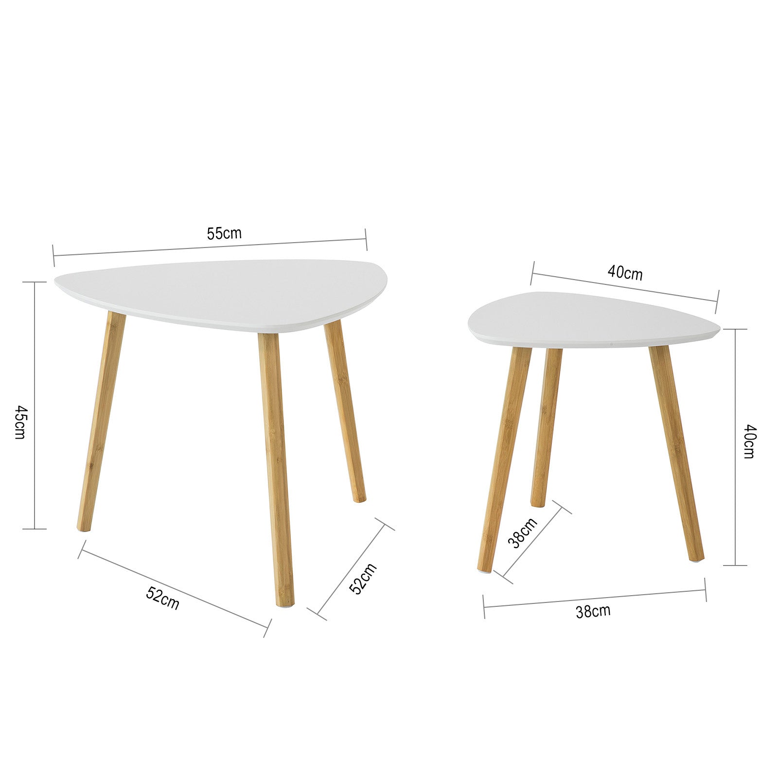 SoBuy Set di 2 Tavolini Bassi da Salotto in Legno di bamb? massello e MDF Tavolino Moderno Bianco FBT74-W