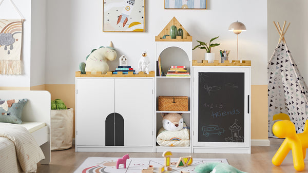 SoBuy Cassettiera per bambini Scaffale per libri Armadietto portaoggetti Scaffale per cameretta L63xP30xA100cm, KMB43-W
