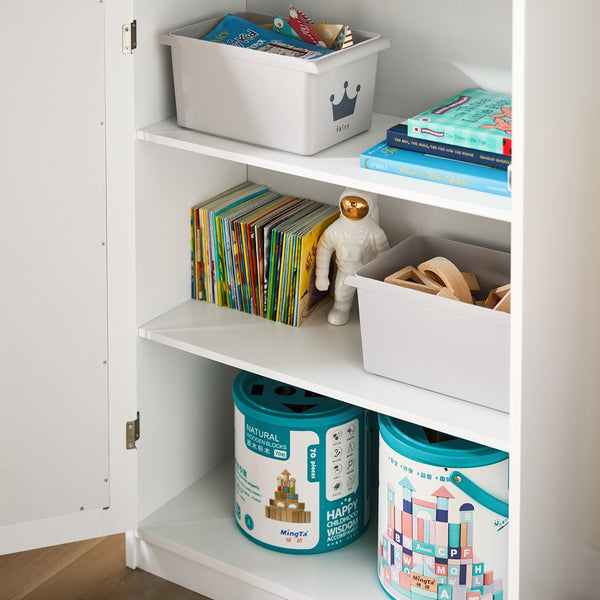 SoBuy Cassettiera per bambini Scaffale per libri Armadietto portaoggetti Scaffale per cameretta L63xP30xA100cm, KMB43-W