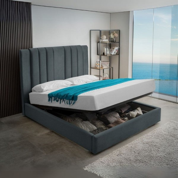 letto con contenitore blu