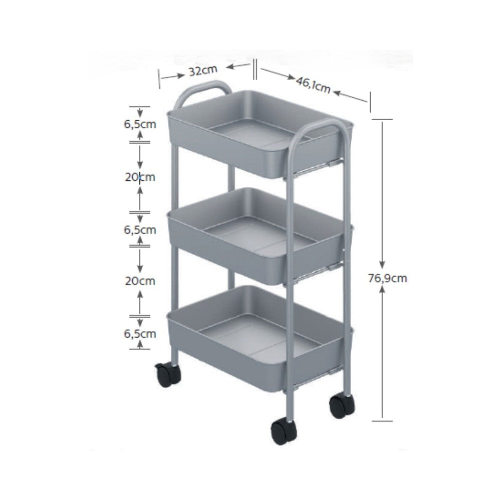 carrello 3 ripiani metallo  bianco