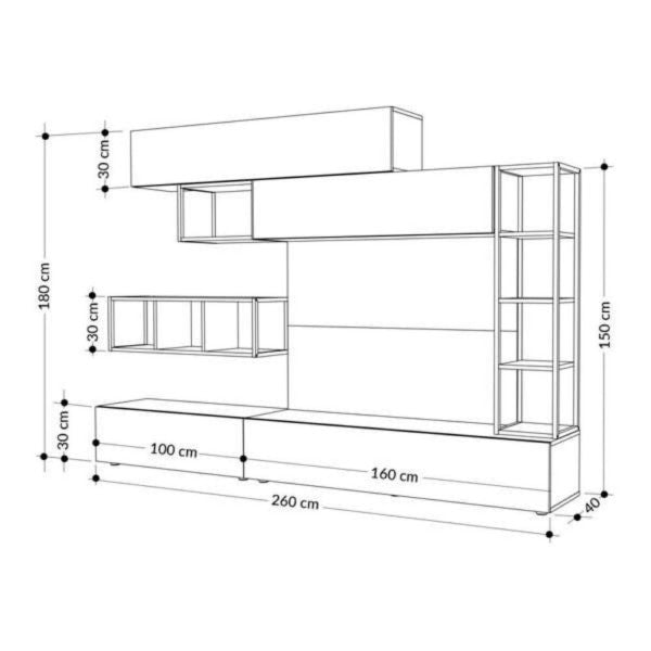 Parete attrezzata bianco e rovere