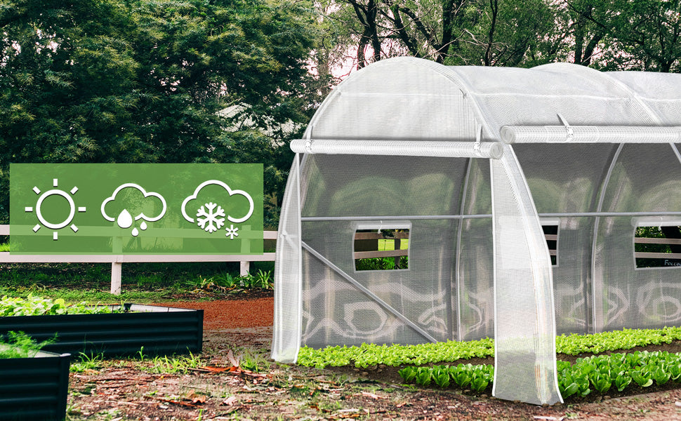 Serra da Giardino a Tunnel, Serra Orto con Finestre Avvolgibili per Piante,  4x3x2m 12m², Bianco