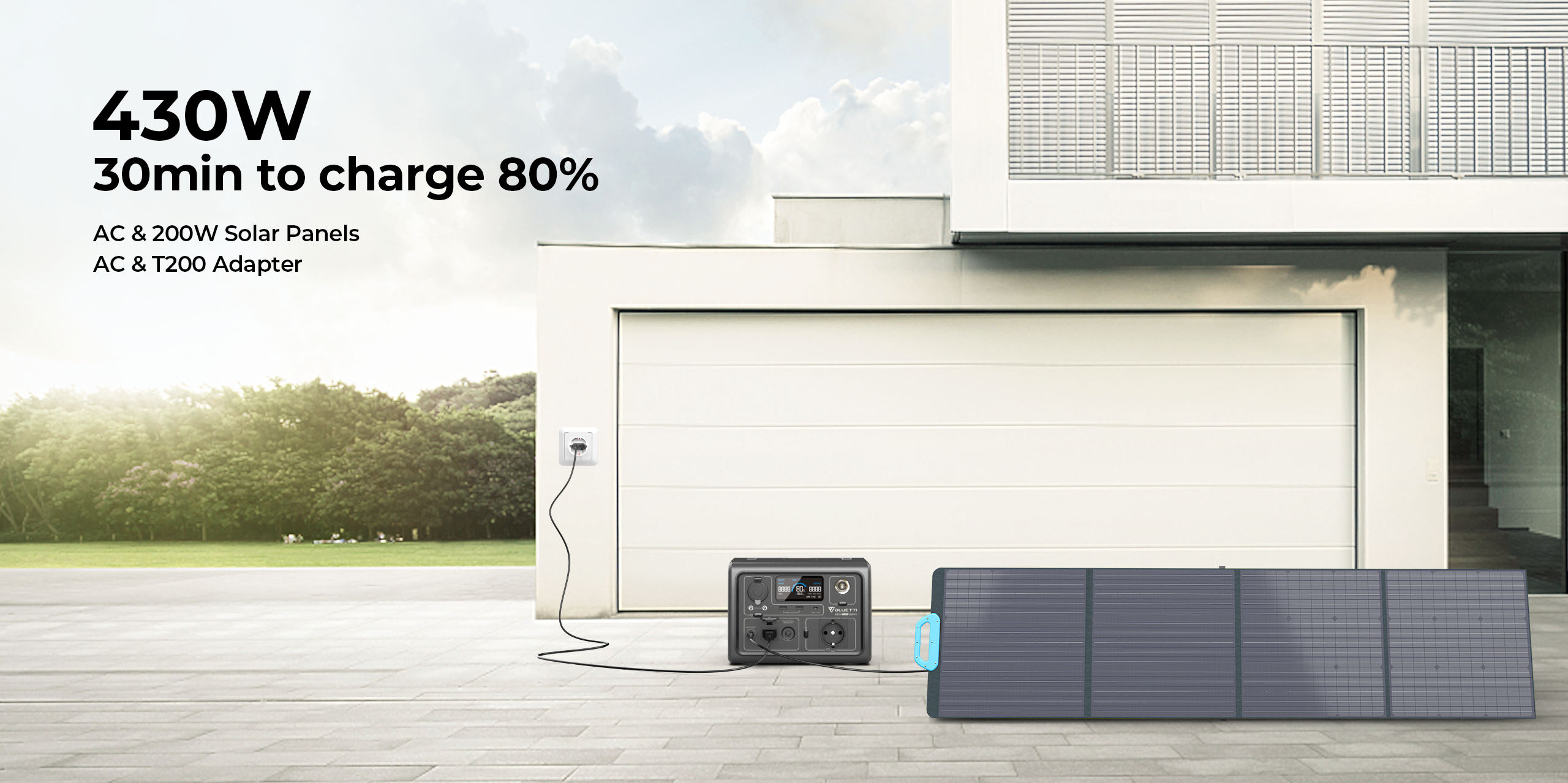 430W 30min to charge 80 %, AC & 200W Solar Panels AC & T200 Adapter. Sistema di altoparlanti nero e grigio