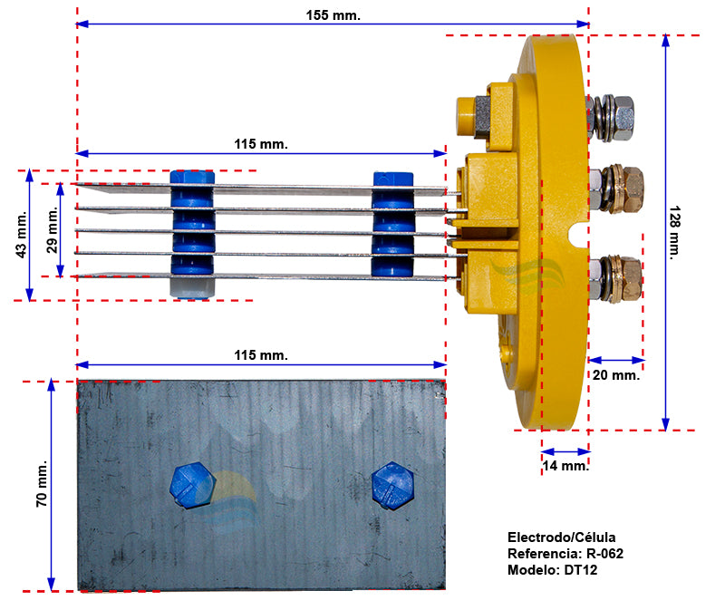 Medidas electrodo Zodiac R-062