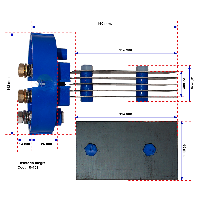 Medidas del electrodo R-459