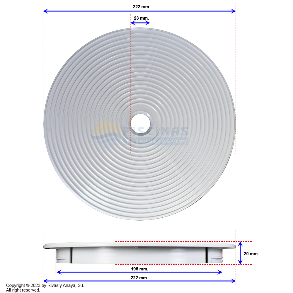 Couvercle rond 222 mm pour skimmer Coral