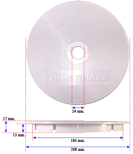 Medidas de la tapa para skimmers Hayward
