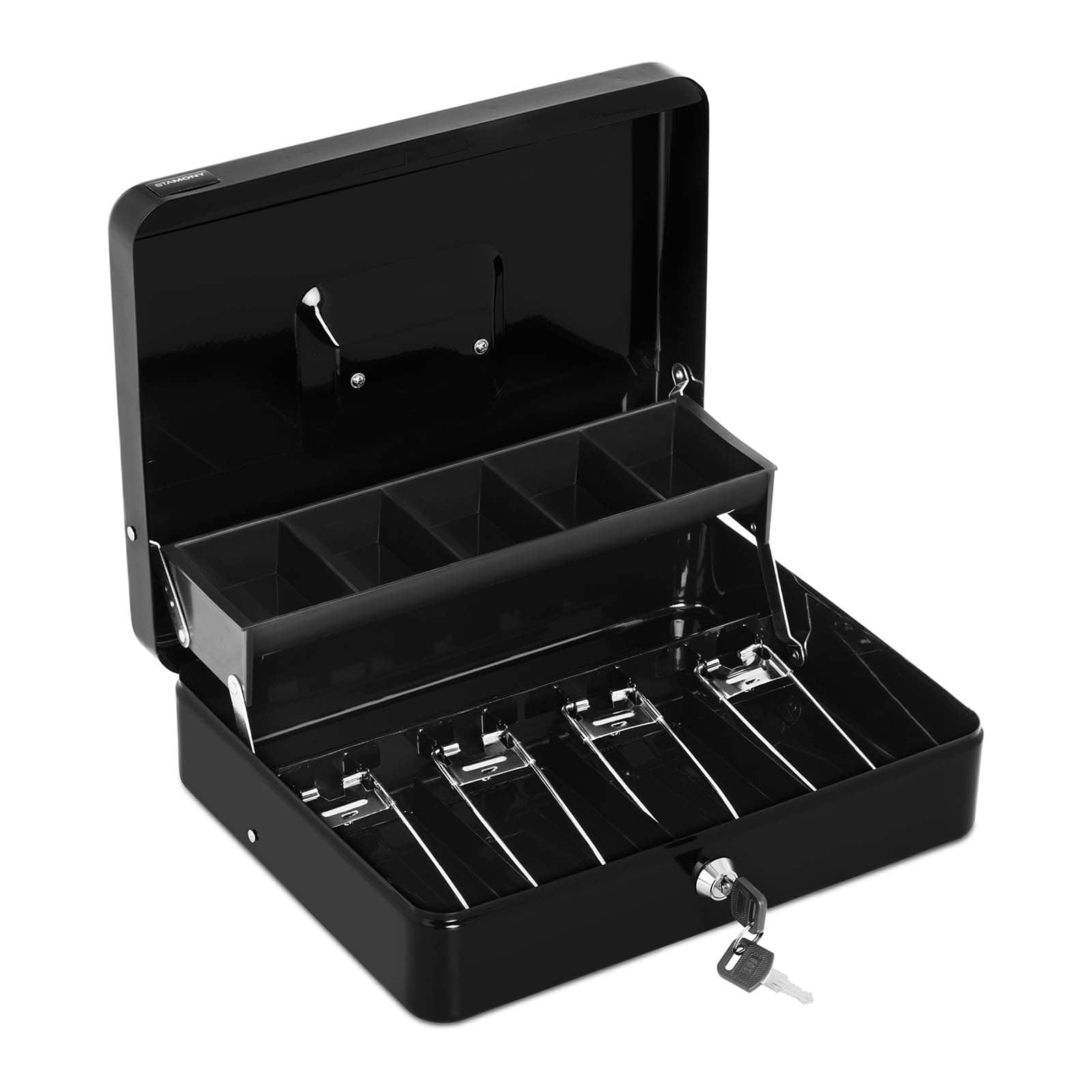 5 « Petite boîte de sécurité de tiroir-caisse en acier avec plateau  amovible et serrure à clé 2 clés