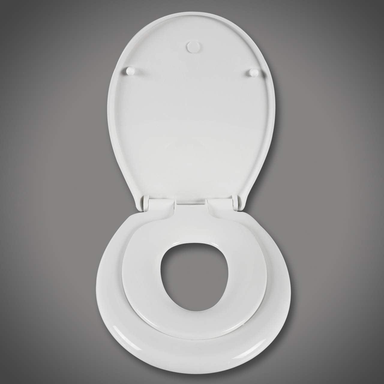 Abattant WC avec Siège Enfant Intégré, Familial Lunette de Toilette  Antibactérien en Duroplast pour Adultes et