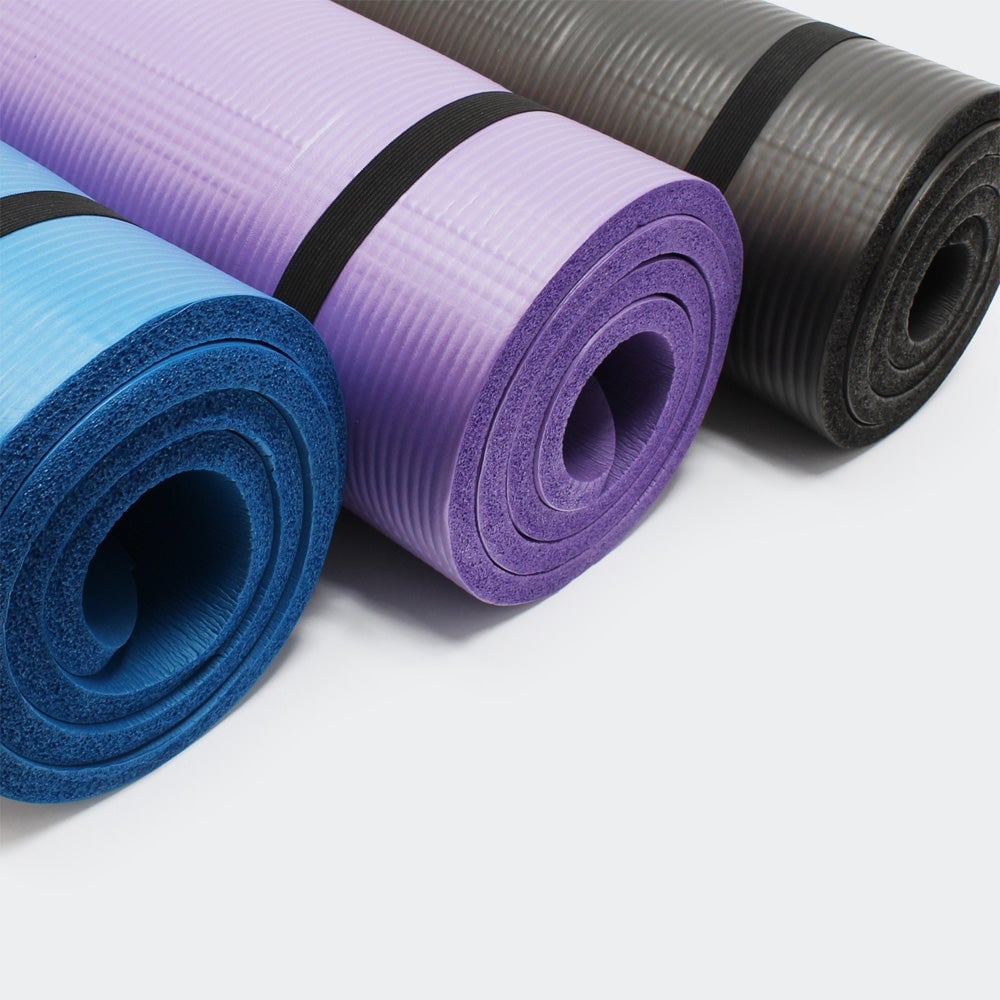 Tapis de yoga sol fitness aérobic pilates gymnastique épais antidérapant  noir 180 x 80 x 1,5 cm