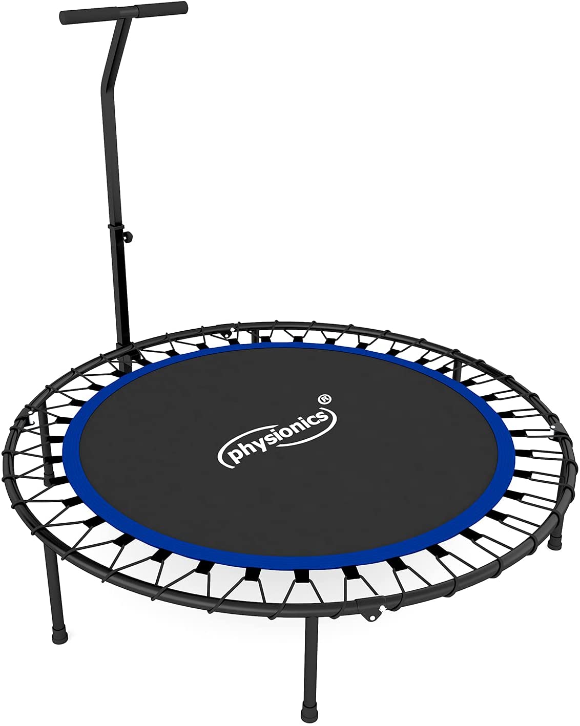 Mini trampoline de fitness pliable avec poignée réglable en hauteur  diamètre 101 cm jusqu'à 120 kg usage intérieur extérieur trampoline de gym  aérobic pour adultes et enfants