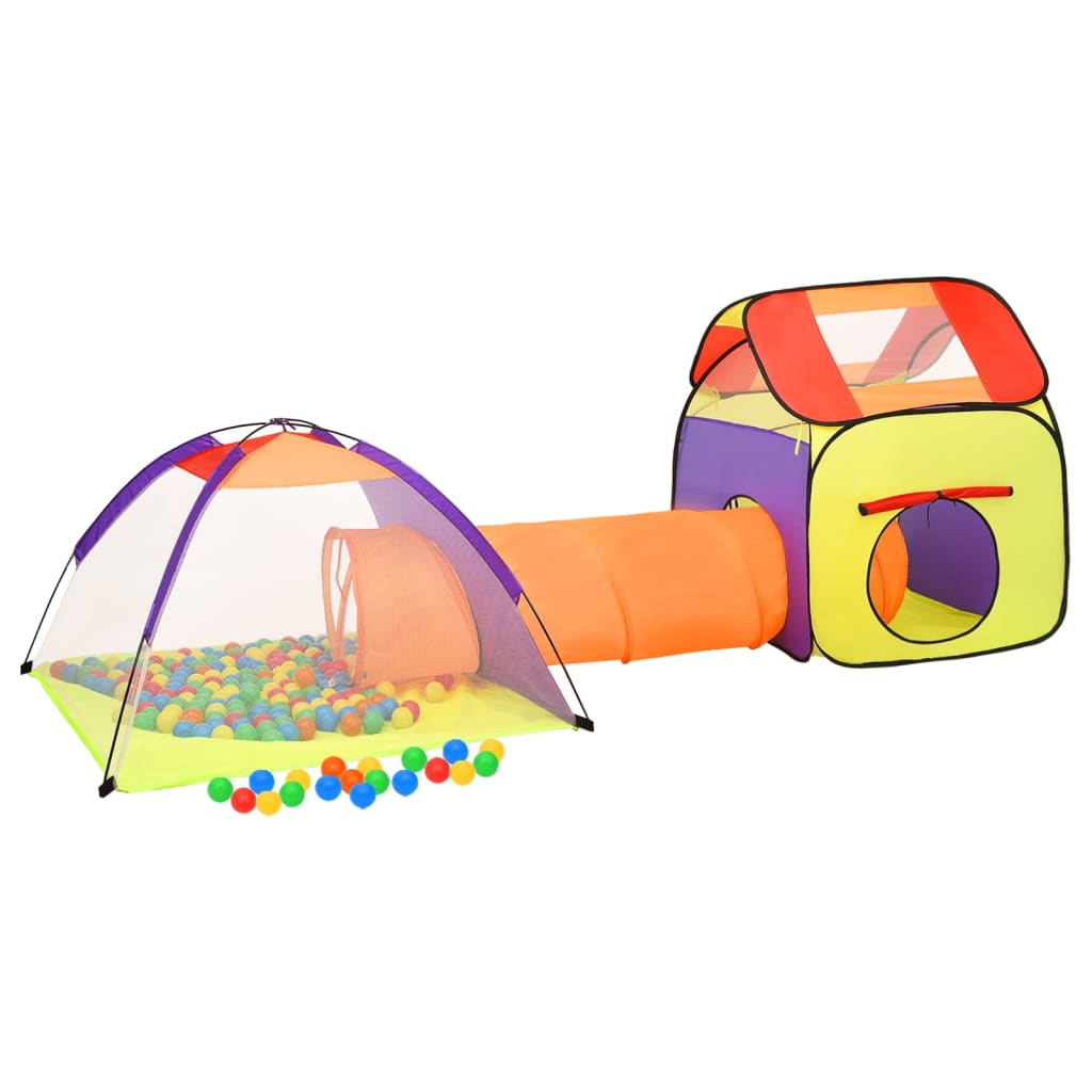 3en1 Tente de Jeux avec Tunnel Piscine à Boules avec Balles pour Enfants,  Multicolore: Jaune/ Vert/ Bleu/ Rouge/ Orange