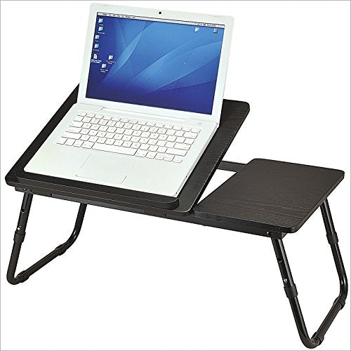 Table pour ordinateur portable avec ports USB pliable 60x40 cm blanc en MDF  avec lampe USB et ventilateur ML-Design