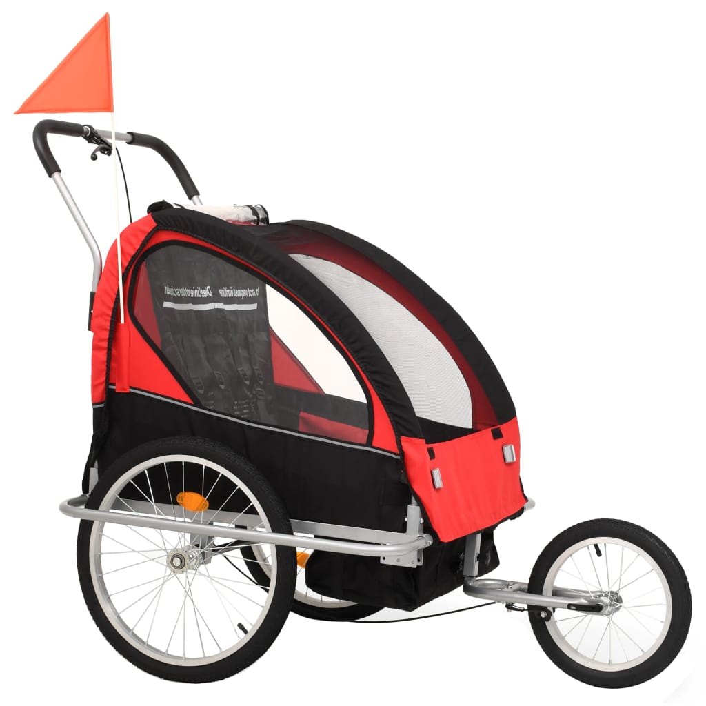 Remorque à vélo et poussette pour enfants 2-en-1 tissu Oxford +