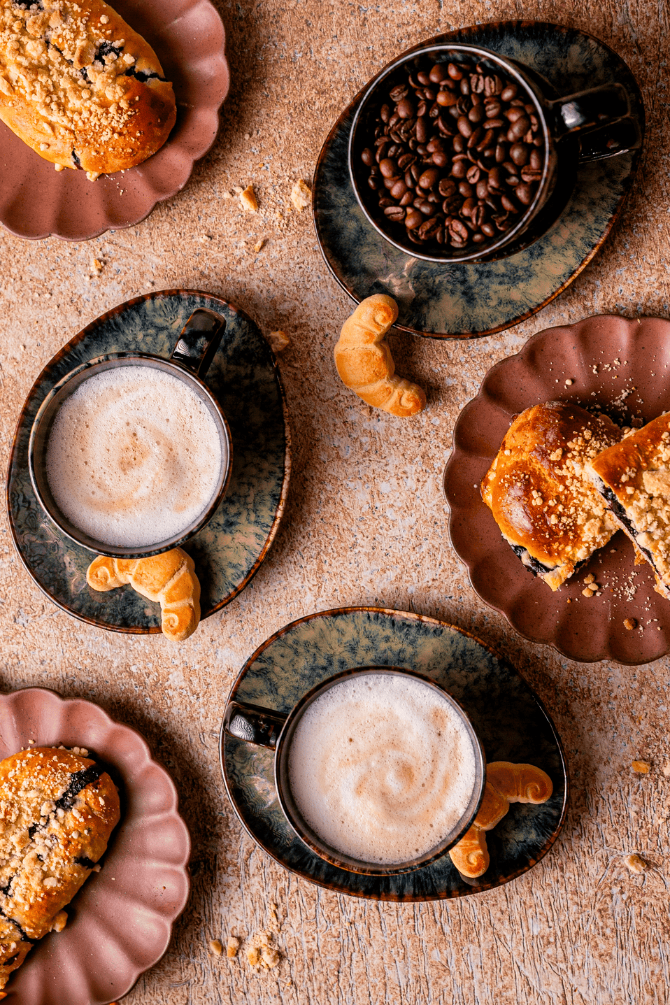 Kasai Kaffeeservice in Gelb und Grün für 4, 8 oder 12 Personen, aus Steingut, spülmaschinenfest, modern, elegant