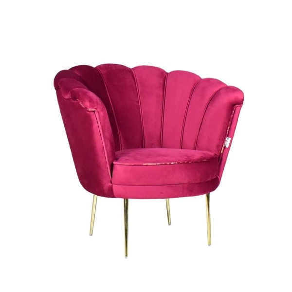 Sedia Imbottita Morbida Poltrona Conchiglia In Velluto Con Gambe