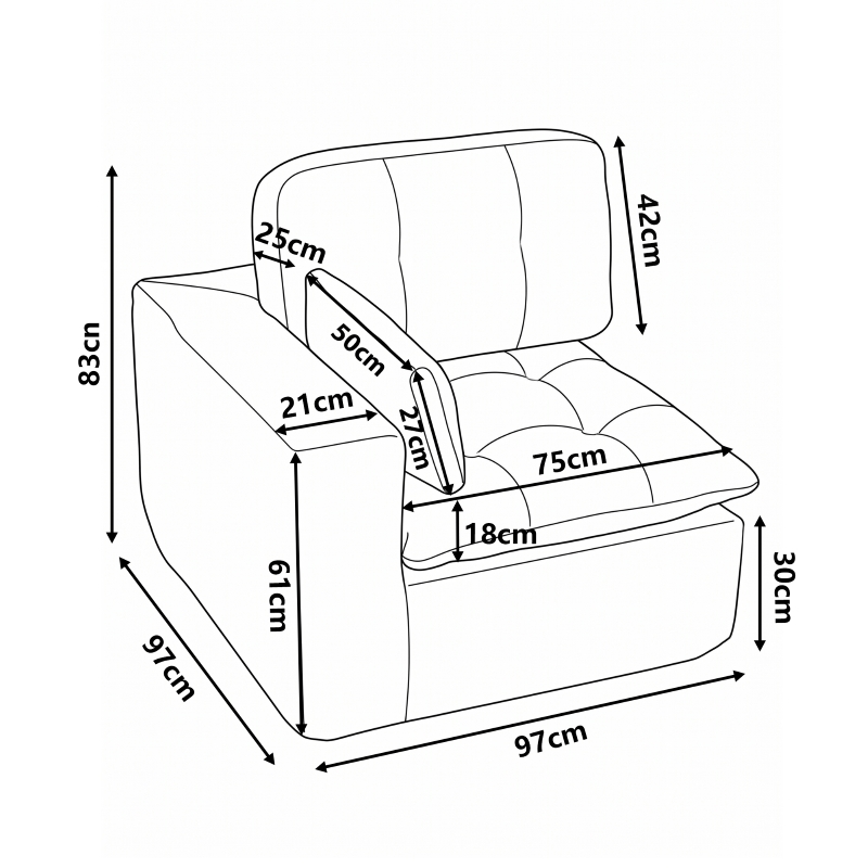 Dimensions module avec accoudoir