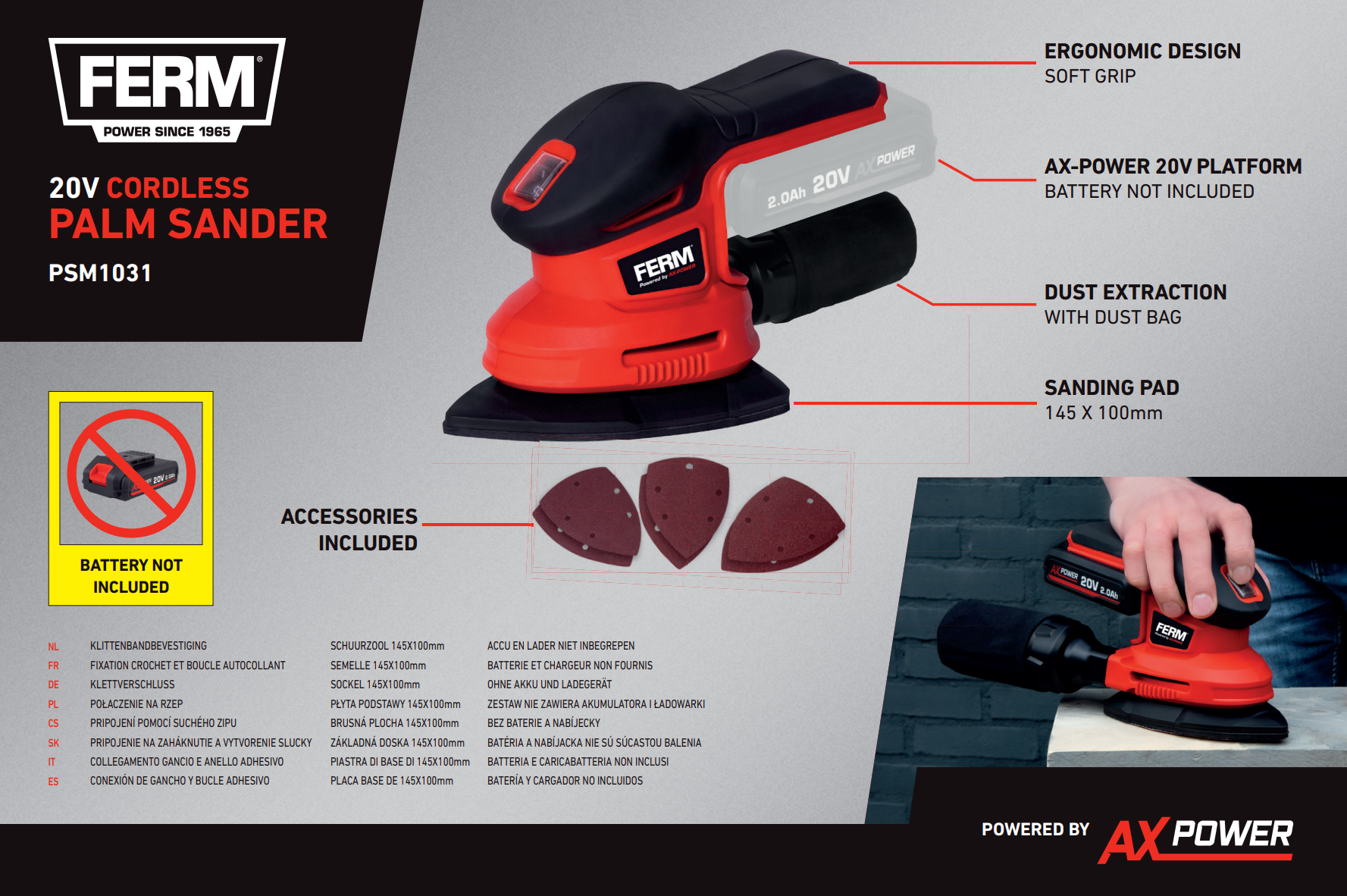 Imballaggio Levigatrice FERM AX-Power PSM1031