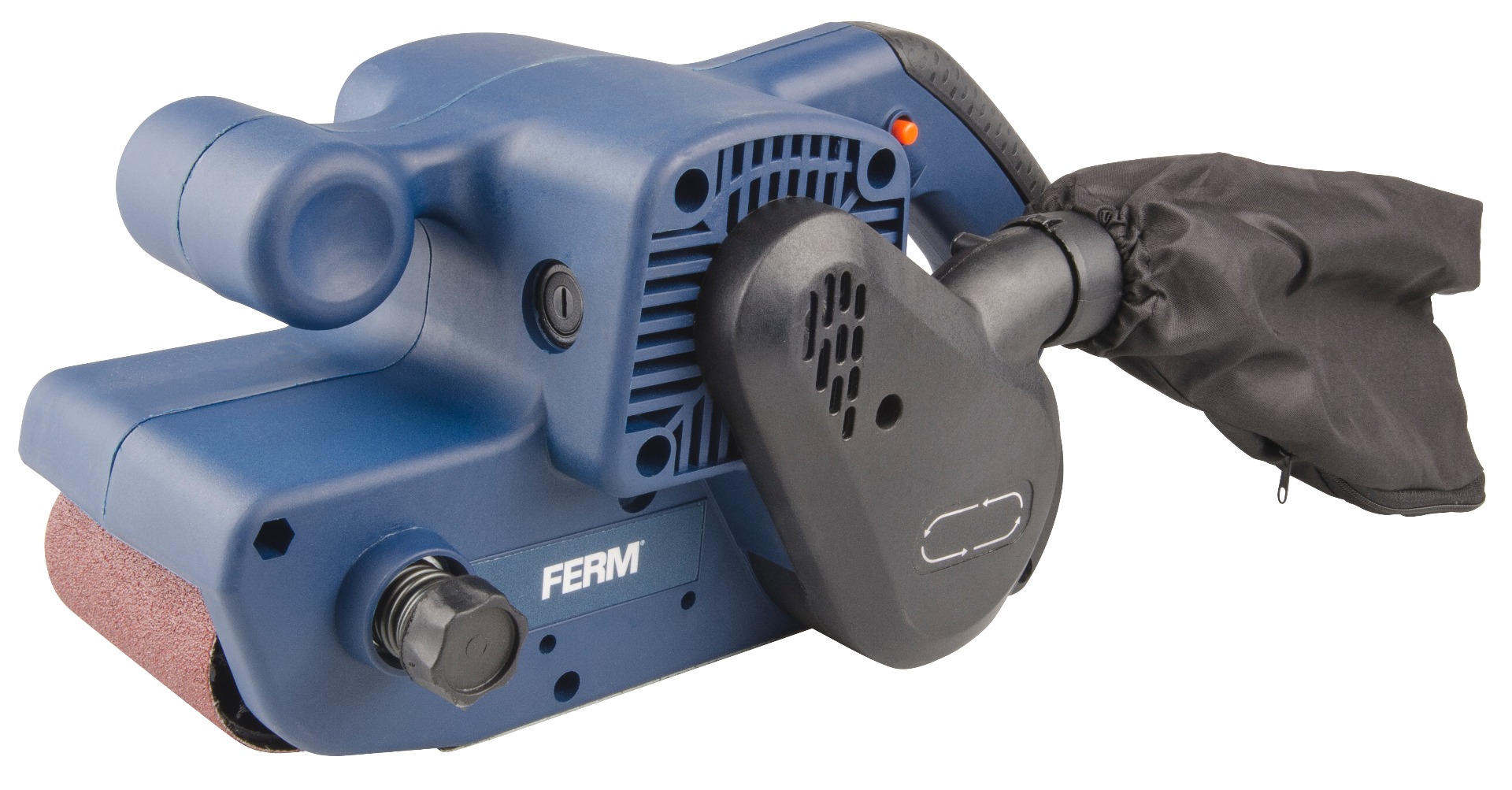 FERM Levigatrice a Nastro 900W. Include nastro abrasivo G80 e sacca raccolta polvere