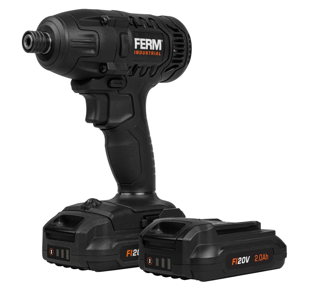 FERM CDM1142P Trapano avvitatore a impulsi a batteria FI20V. Coppia 150 Nm. Include 2 batterie 2.0Ah, caricabatterie rapido, 2 punte e custodia